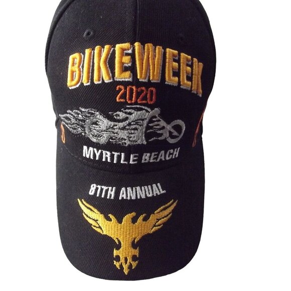 BIKE WEEK Hat 2020 Mrytle Beach black gold baseball cap Adjustable Strapback - Picture 4 of 8
